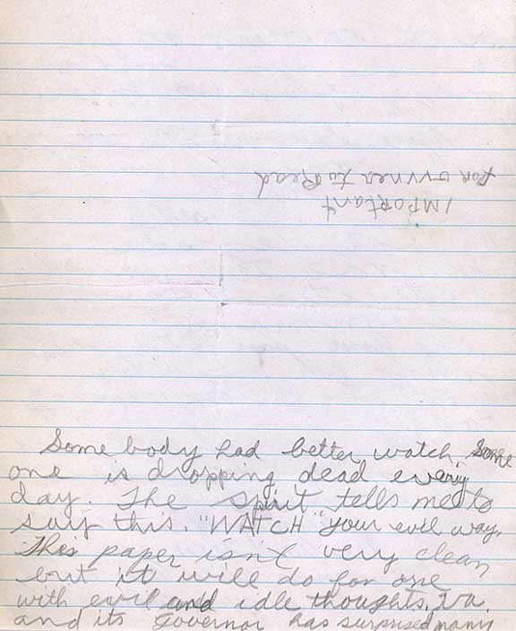 Letter from an unknown correspondent to Governor Thomas B. Stanley, Richmond. Undated. Office of the Governor, Thomas B. Stanley Papers. Virginias African Americans were angry with Governor Stanleys anti-integration position. In a strongly worded letter, the unknown author wrote that "You Governors should be a model for so many other ignorant souls … you cant be much of a leader from any stand point."