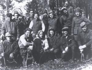 CCC workers building the Great Lodge at Douthat State Park. Library of Virginia