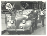 "Getting Out the Vote" (L-R) Calvin Hopkins, Lester Banks, 'Puss' Owens, Richmond Date: 1947 Collection: Scott L. Henderson Collection, Virginia Union University Archives.