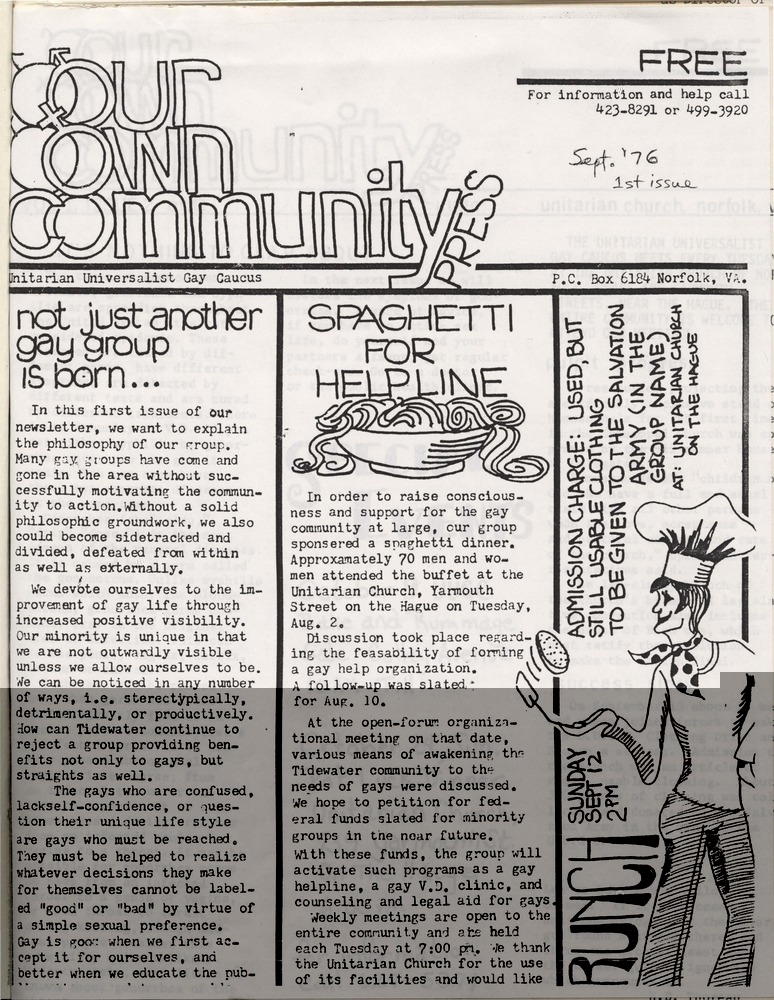 Our Own Community Press Newspapers, September 1976. Special Collections and University Archives, Old Dominion University Libraries.